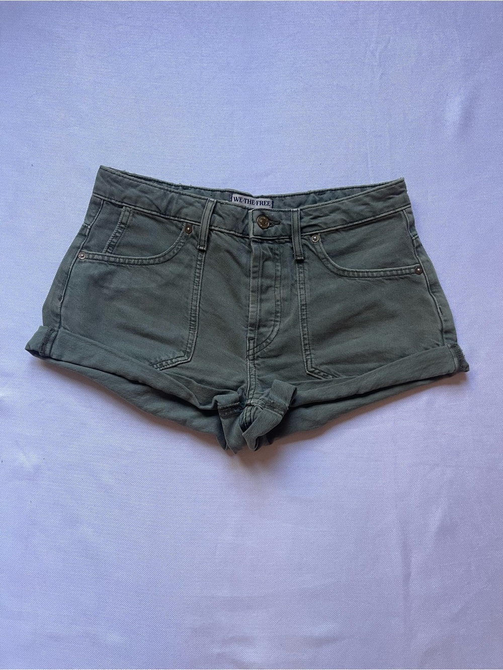 We The Free 27 Olive Green Women’s Denim Shorts 5 button